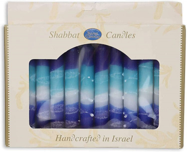 Safed Shabbat Candles -  Blue
