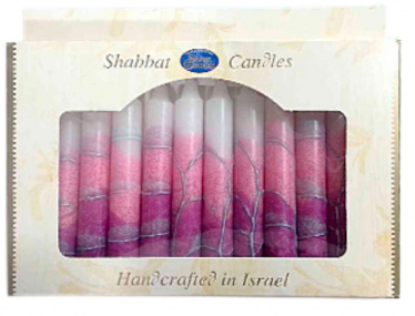 Safed Shabbat Candles - Pink and TurquoiseTree