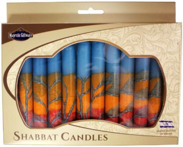 Safed Shabbat Candles -  Turquoise Fire