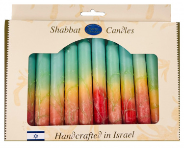 Safed Shabbat Candles -  Turquoise Fire