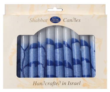 Safed Shabbat Candles - Blue and White Tree