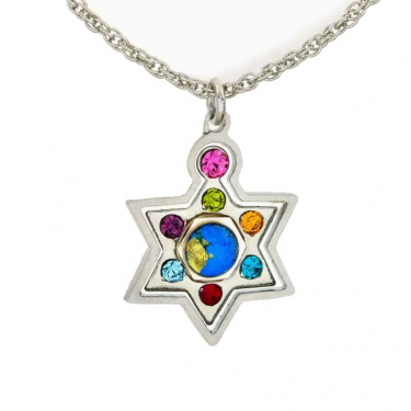 Multicolor Star of Judaic David Necklace by Seeka