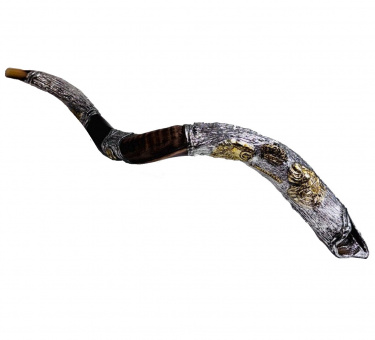 Silver-Plated Kudo Triple Twist Shofar Lion of Judah