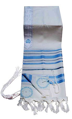 Light Wool Traditional Tallit, Turquoise