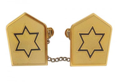 Navy Jewish Star on Gold Tallit Clips