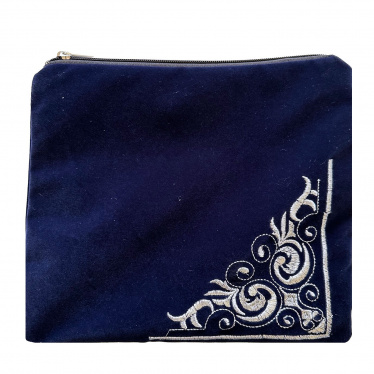 Dark Blue Small Velvet Tallit Bag
