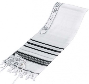 Light Wool Traditional Tallit, Black