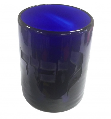 Yahrzeit Blue Glass Memorial Holder by Judith Horowitz