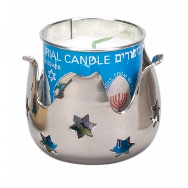 Silver Star Yahrzeit Memorial Candle Holder