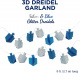 Hannukah Garland Decoration - Blue & Silver Glitter Dreidel String Decor 1