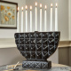 Black Geometric Hand-Painted Ceramic Menorah 1