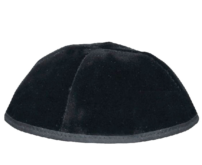 4 Part Rimmed Black Velvet Yarmulke